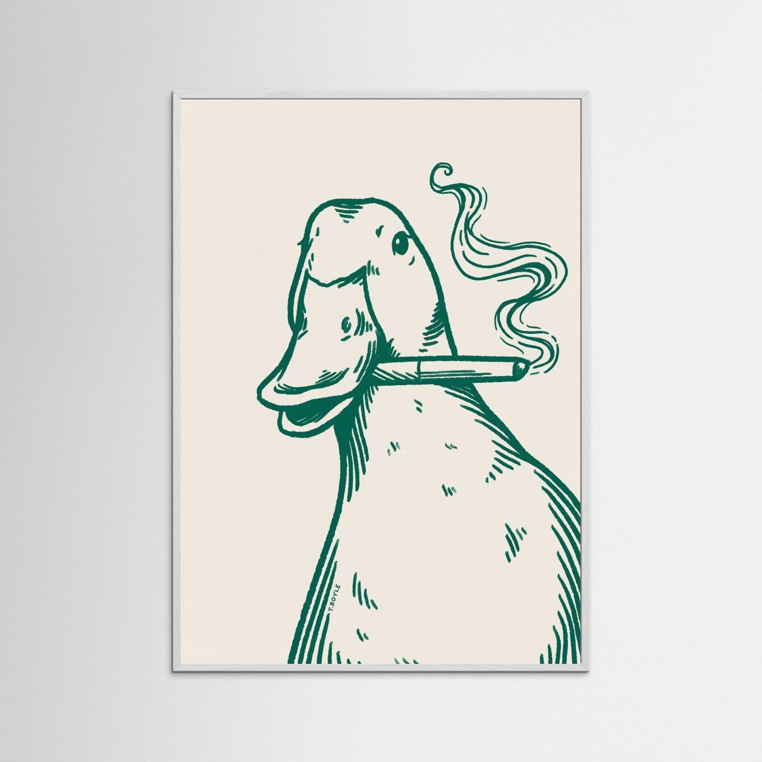 Smoking Duck in green by Tara Royle